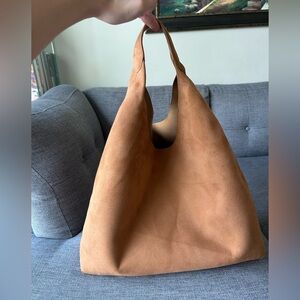 Tan Suede Tote Bag